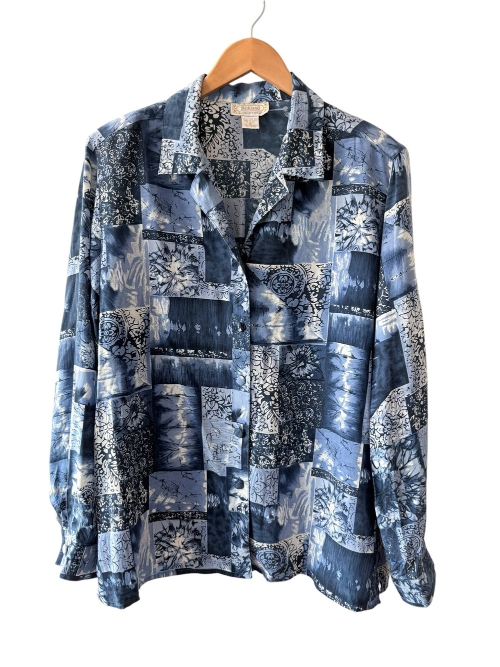 Silkland Mixed Patchwork Print Silk Shirt